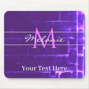 Moderne Lila Violetziegeln Monogramm Mousepad
