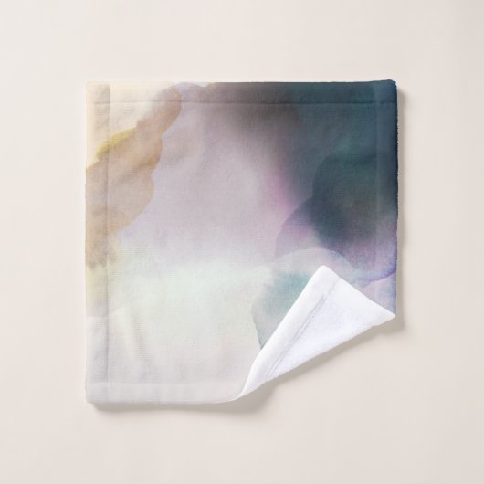 Moderne Lila Wasserfarbe Abstrakt Badhandtuch Set (Waschlappen)