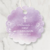 Moderne Lila Wasserfarbe Erste Heilige Kommune Geschenkanhänger (Vorderseite)