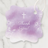 Moderne Lila Wasserfarbe Erste Heilige Kommune Geschenkanhänger (Rückseite)