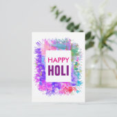 Moderne Lila Wasserfarben Happy Holi Postkarte (Stehend Vorderseite)