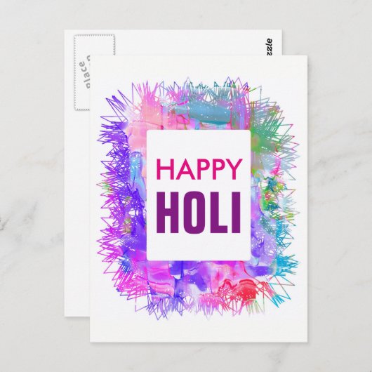 Moderne Lila Wasserfarben Happy Holi Postkarte (Vorne/Hinten)