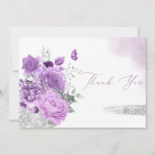 Moderne Lila Wasserfarbenflorentücher Girl Dusche Dankeskarte (Vorderseite)