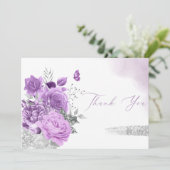 Moderne Lila Wasserfarbenflorentücher Girl Dusche Dankeskarte (Stehend Vorderseite)