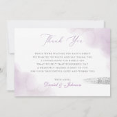 Moderne Lila Wasserfarbenflorentücher Girl Dusche Dankeskarte (Rückseite)