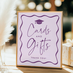 Moderne Lila Wavy Abschluss Cards und Geschenke Poster