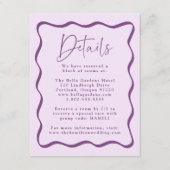 Moderne Lila Wavy Frame Wedding Details Begleitkarte (Vorderseite)