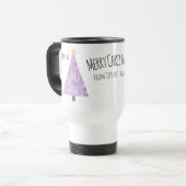 Moderne lila Weihnachtsbaume Reisebecher (Vorderseite Links)