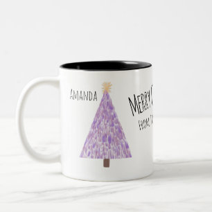 Moderne lila Weihnachtsbaume Zweifarbige Tasse