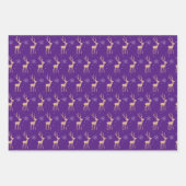Moderne lila Weihnachtsrinder Geschenkpapier Set (Vorderseite)