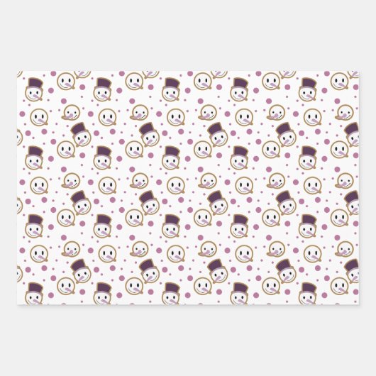 Moderne Lila Weihnachtsschneemänner Lebkuchen Männ Geschenkpapier Set (Vorderseite 3)