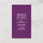 Moderne lila Weinkellerei Visitenkarte (Rückseite)