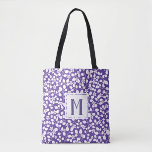 Moderne lila weiße Blumen, florale Zweige Tasche