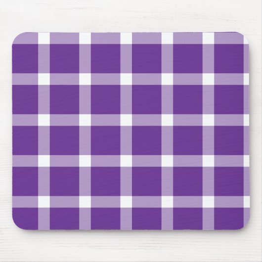 Moderne lila-weiße Gingham-Karomuster Mousepad (Vorne)