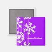 Moderne lila-weiße Weihnachtsschneeflocken Magnet (Vorderseite/Rückseite)