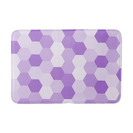 Moderne Lila Weißhexagonale Geometrie Badematte (Vorderseite)