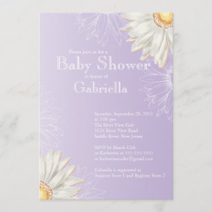 Moderne Lila & White Gerbera Daisy Baby Dusche Einladung