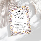 Moderne Lila Wildblumen Save the Date Abschluss Einladung
