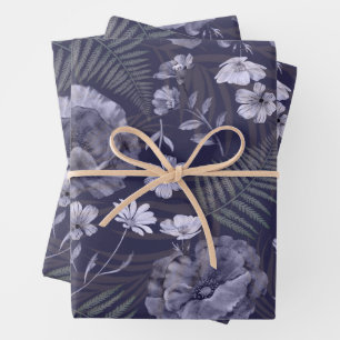 Moderne Lila Wildblumen-Verpackung Geschenkpapier Set