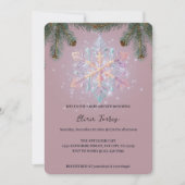 Moderne Lila Winterschneeflocken Niedliche Babydus Einladung (Vorderseite)