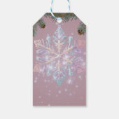 Moderne Lila Winterschneeflocken Niedliche Babydus Geschenkanhänger (Rückseite)