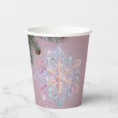 Moderne Lila Winterschneeflocken Niedliche Babydus Pappbecher (Vorderseite)