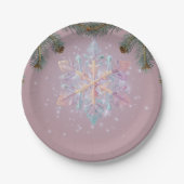 Moderne Lila Winterschneeflocken Niedliche Babydus Pappteller (Vorderseite)