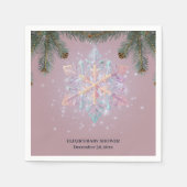 Moderne Lila Winterschneeflocken Niedliche Babydus Serviette (Vorderseite)