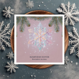 Moderne Lila Winterschneeflocken Niedliche Babydus Serviette