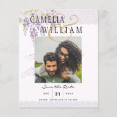 Moderne Lila Wisteria FOTO Wedding Save the Date (Vorderseite)