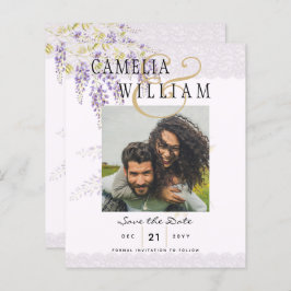 Moderne Lila Wisteria FOTO Wedding Save the Date