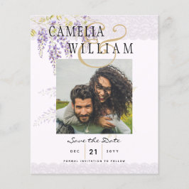 Moderne Lila Wisteria FOTO Wedding Save the Date Flyer