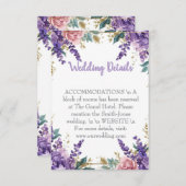👉 Moderne lila Wisteria Goldene Hochzeitsdetails  Begleitkarte (Vorne/Hinten)