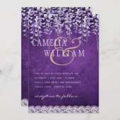 Moderne Lila Wisteria Lace Wedding Einladung (Vorne/Hinten)