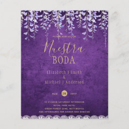 Moderne Lila Wisteria Lace Wedding Flyer