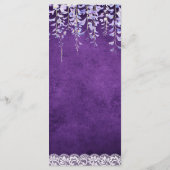 Moderne Lila Wisteria Lace Wedding Menükarte (Rückseite)