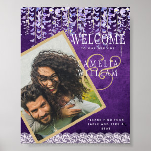 Moderne Lila Wisteria Lace Wedding Poster