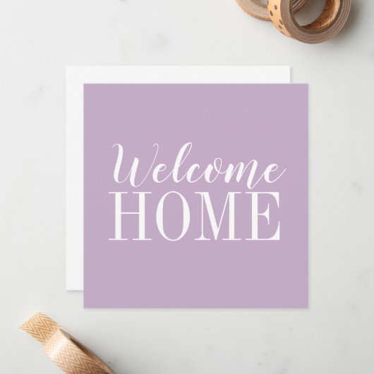 Moderne, lila Zuhause-Note-Karte Mitteilungskarte (Vorderseite/Rückseite Beispiel)