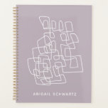 Moderne Lilac Abstrakt Line Kunst Personalisiert Planer<br><div class="desc">Moderne Kunstdarstellung mit abstrakter,  weißer Linie auf einem lila Hintergrund.</div>