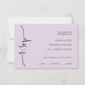 Moderne Lilac Calligraphie RSVP Karte (Vorderseite)