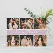 Moderne Lilac Elegante Typografie 6 FotoCollage Dankeskarte (Stehend Vorderseite)