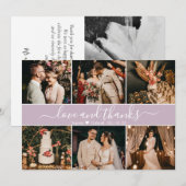 Moderne Lilac Elegante Typografie 6 FotoCollage Dankeskarte (Vorne/Hinten)