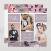 Moderne Lilac Floral Foto Collage Hochzeit Dankeskarte (Vorne/Hinten)