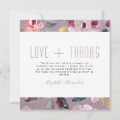 Moderne Lilac Floral Foto Collage Hochzeit Dankeskarte (Rückseite)