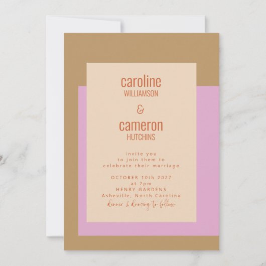 Moderne Lilac Gold Terracotta Geometrische Hochzei Einladung (Vorderseite)