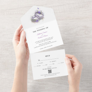 Moderne Lilac-Hochzeitserklärung All In One Einladung