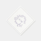 Moderne Lilac Lavender Leafy Wappen Monogram Weddi Serviette (Ecke)