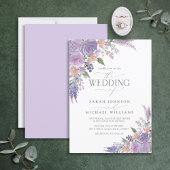Moderne Lilac Lavender Mauve Script Floral Wedding Einladung