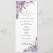 Moderne Lilac Lavender Mauve Script Floral Wedding Programm (Vorderseite)