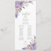 Moderne Lilac Lavender Mauve Script Floral Wedding Programm (Rückseite)